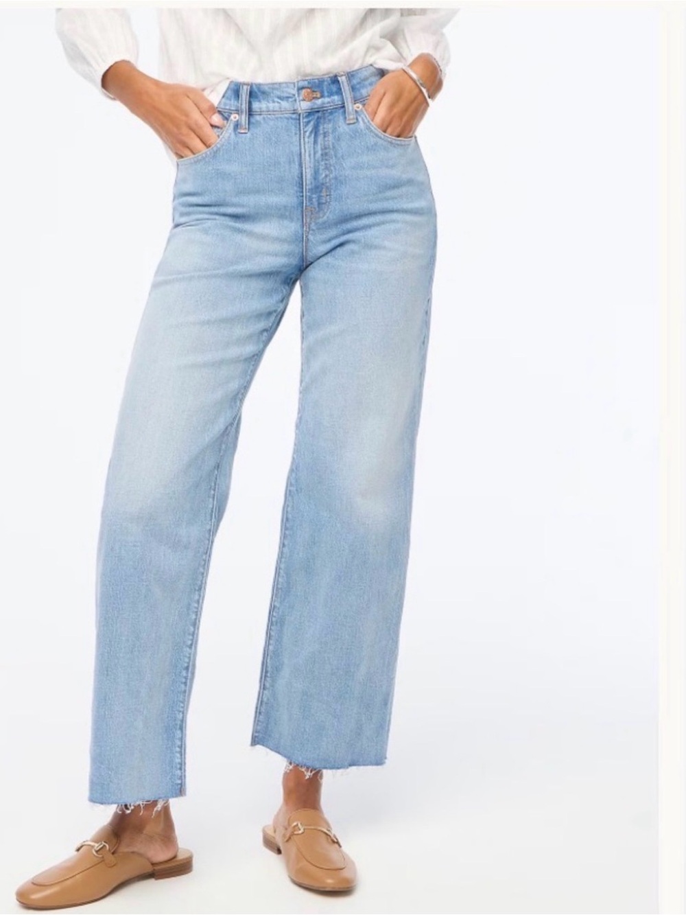 J. Crew Wide Leg Cropped Jean In All Day Stretch Spring Storm Wash Size 29P